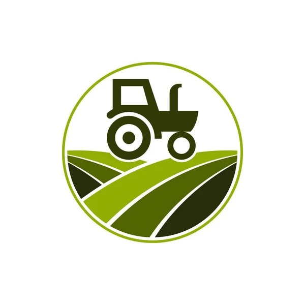 Agricultura Agricultura Con Tractor Con Diseño Logotipo Arado Cultivador — Vector de stock