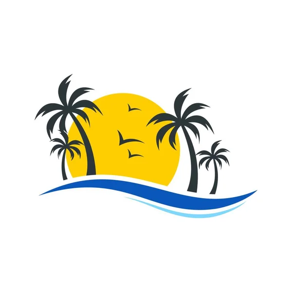 Palm Tree Icono Verano Viaje Logo Vector Ilustración Diseño Beach — Vector de stock