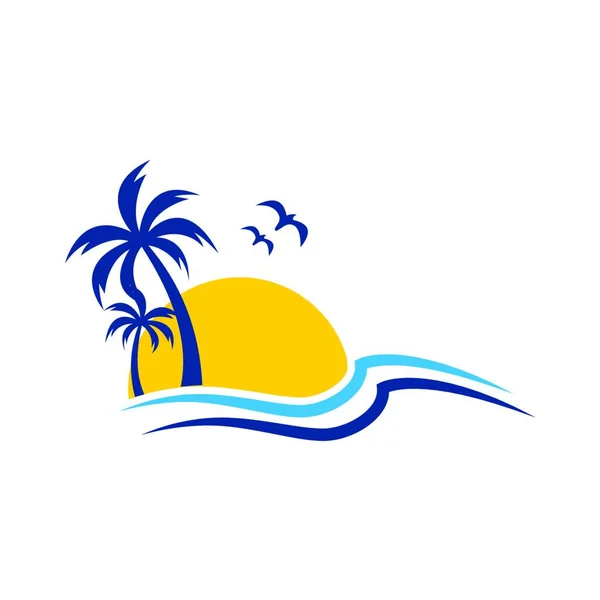 Palm Tree Icon Summer Travel Logo Vector Illustration Design Beach — Stock Vector