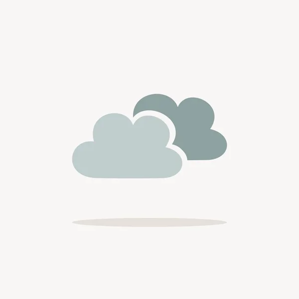 Wolken Symbol Mit Schatten Auf Beigem Hintergrund Wetter Flache Vektorabbildung — Stockvektor