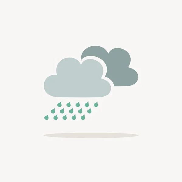 Lluvia Icono Con Sombra Sobre Fondo Beige Tiempo Ilustración Vectorial — Vector de stock