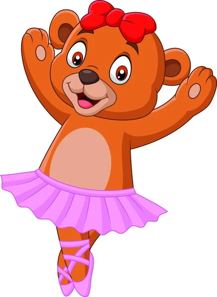 Cartoon Bebê Urso Bailarino Balé —  Vetores de Stock