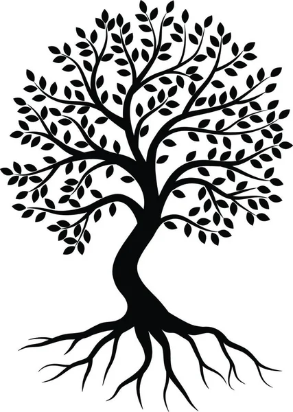 Silueta Árbol Sobre Fondo Blanco — Vector de stock