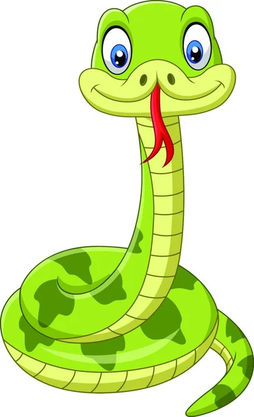 Lindo Dibujo Animado Serpiente Verde Sobre Fondo Blanco — Archivo Imágenes Vectoriales