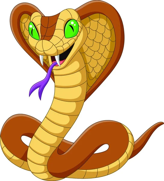 Dessin Animé Roi Cobra Serpent Sur Fond Blanc — Image vectorielle