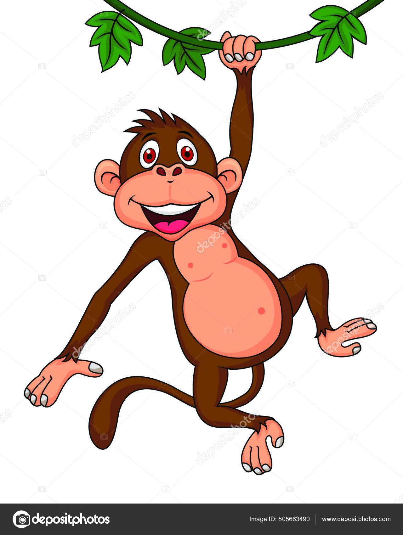 Um Desenho Animado De Macaco Bonito Sentado E Sorrindo Ilustração do Vetor  - Ilustração de floresta, feliz: 157877170