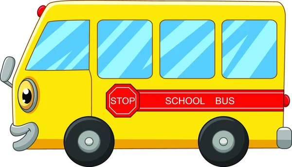 Gele Schoolbus Cartoon Witte Achtergrond — Stockvector