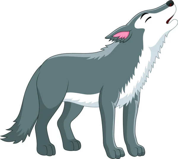 Zeichentrickwolf Heult Auf Weißem Hintergrund — Stockvektor