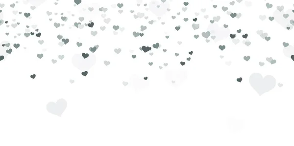 Безшовний Фон Різними Сріблястими Кольоровими Серцями Конфетті Валентинського Часу Дня — стоковий вектор