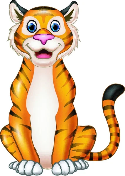 Illustration Eines Niedlichen Cartoon Tigers — Stockvektor