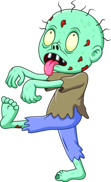 Dibujos Animados Zombie Aislado Sobre Fondo Blanco — Vector de stock