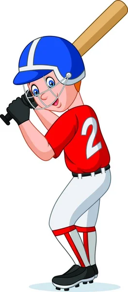 Cartoon Boy Giocare Baseball — Vettoriale Stock