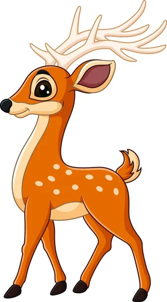 Carino Cervo Personaggio Animale Cartone Animato — Vettoriale Stock