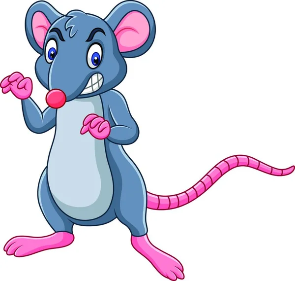 Cartoon Rat Met Boze Uitdrukking — Stockvector