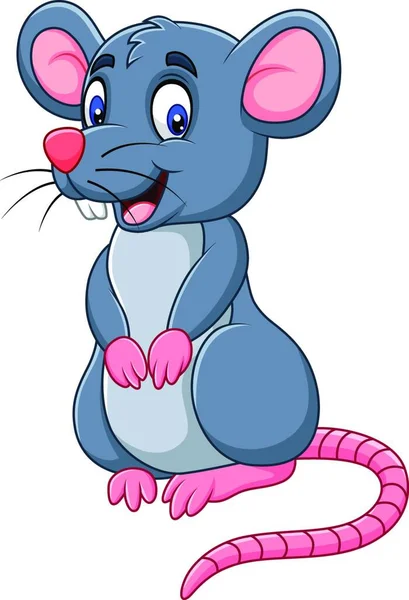 Bonito Cartoon Mouse Com Grande Sorriso —  Vetores de Stock