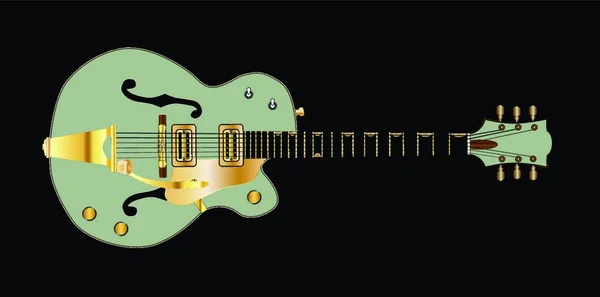 Типова Країна Західна Гітара Зеленому Кольорі Чорному Тлі — стоковий вектор
