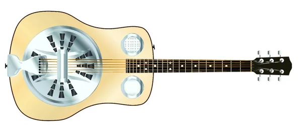 Beyaz Arka Planda Izole Edilmiş Tahta Akustik Gitarın Tipik Bir — Stok Vektör