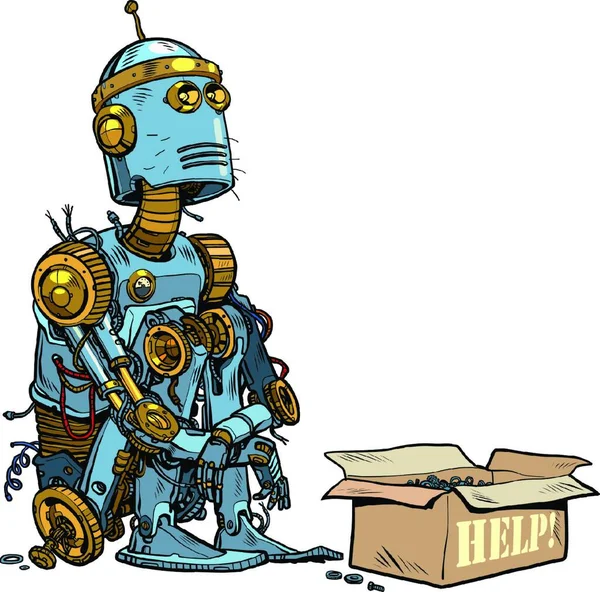 Desenho Animado Ilustração Robô Com Capacete —  Vetores de Stock