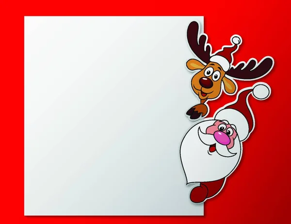 圣诞老人和鹿的空白符号 — 图库矢量图片