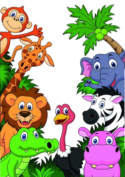 Wild Animal Cartoon Hintergrund — Stockvektor