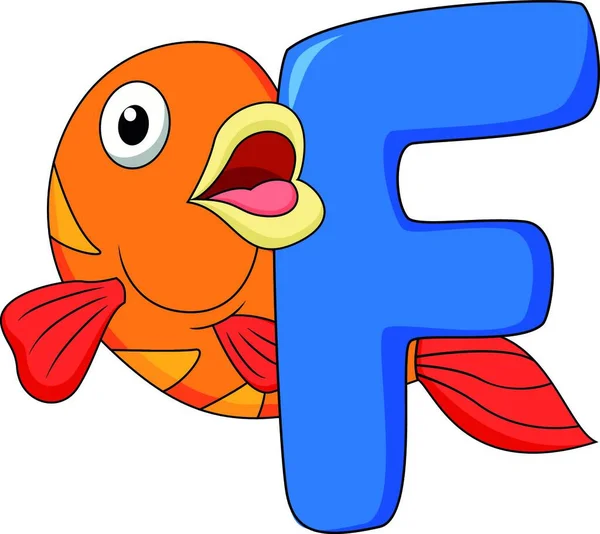 Alfabet Rybą Kreskówce — Wektor stockowy