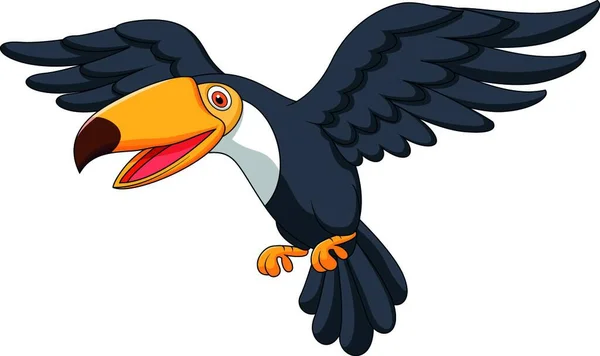 Mignon Toucan Oiseau Dessin Animé Volant — Image vectorielle