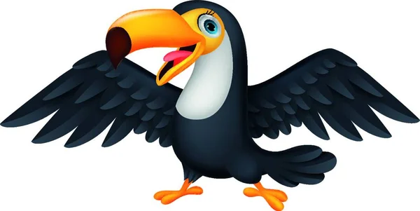 Carino Toucan Uccello Cartone Animato — Vettoriale Stock