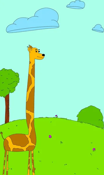 Lustige Handgezeichnete Giraffe Vektor Doodle Stil Lustige Cartoon Figur — Stockvektor