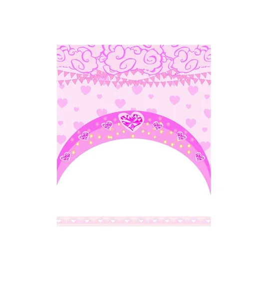 Tarjeta San Valentín Decoración Rosa Con Corazones Diamante Arco Iris — Vector de stock