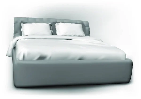 Современная Кровать Подушкой Пододеяльником — стоковый вектор