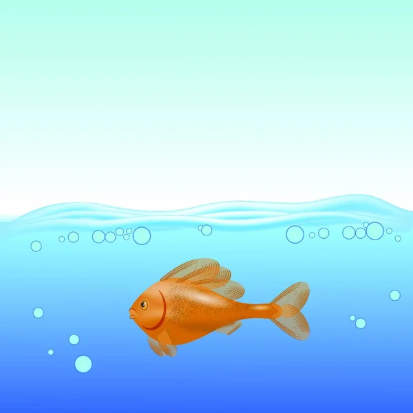 ปลาแดงว ายน าบนพ นหล งทะเลเบลอ — ภาพเวกเตอร์สต็อก