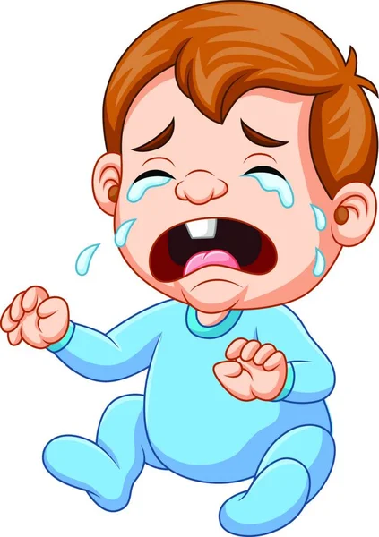 Γελοιογραφία Μωρό Αγόρι Κλαίει — Διανυσματικό Αρχείο