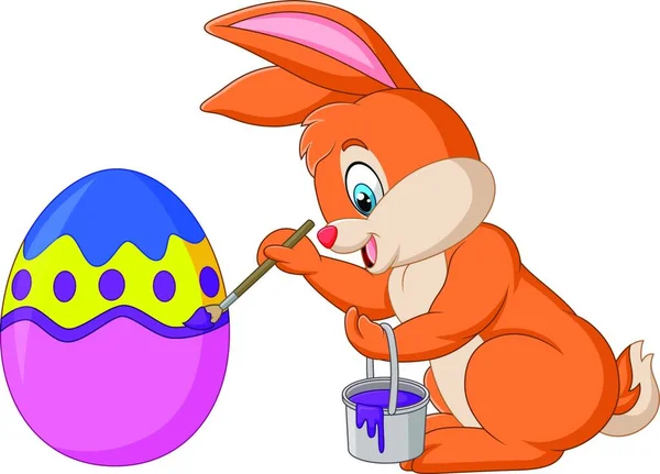 Conejo Pascua Pintando Huevo — Vector de stock