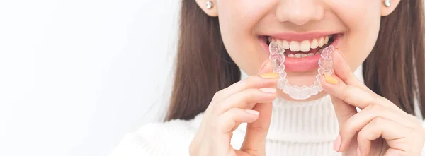 Invisible Braces Aligner Woman Smiling — Stock Photo, Image