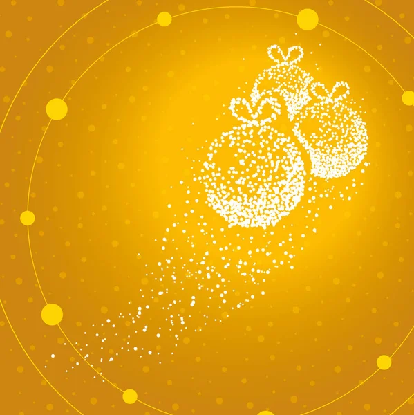 Noel topları, altın arka planda uçan noktaların sihirli bir izi tarafından oluşturuldu.