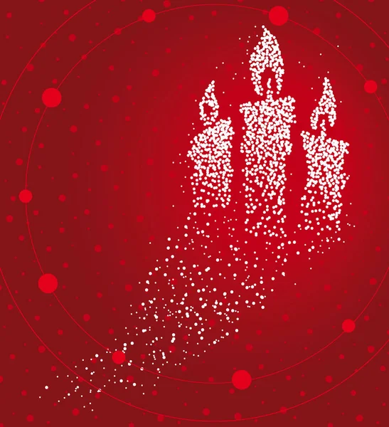 Noel mumları kırmızı arka planda uçan noktalardan oluşan sihirli bir patikadan oluşur.