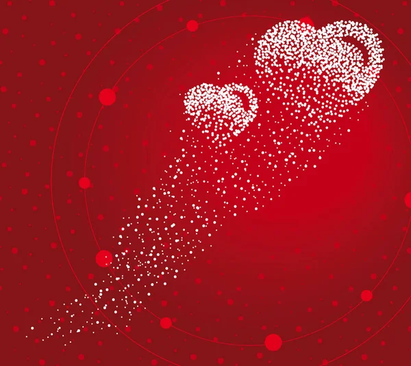 Kalpler kırmızı zemin üzerinde uçan noktalardan oluşan sihirli bir iz tarafından oluşturuldu.