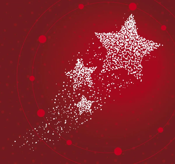 Noel yıldızları kırmızı zemin üzerinde uçan noktalardan oluşan sihirli bir iz oluşturur.
