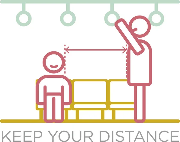 Kendine dikkat et. Sosyal uzaklık ve salgına karşı kişisel güvenlik ikonlarında bir diğerinin yanına yaklaştığınızda mesafeyi koruyun