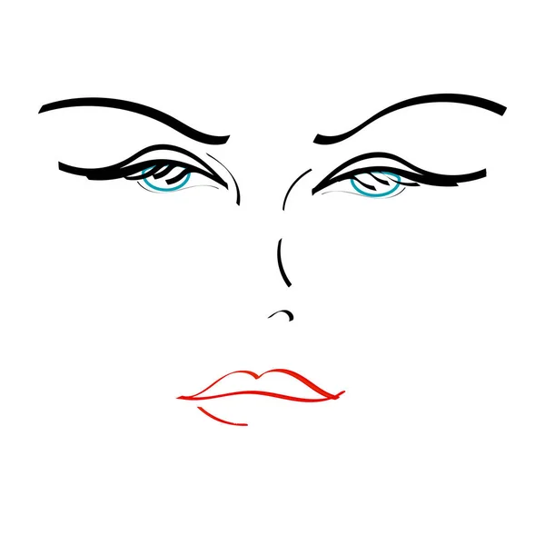 Tvář krásné dívky. vektorová ilustrace s obrysovými čarami na bílém pozadí. image pro salóny krásy. Lázeňské a masážní služby — Stockový vektor