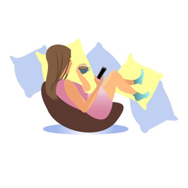Kız evde, banyoda oturuyordu. Telefonu elinde tutuyordu. Bir kadın kahve ve çay içer. Bir sürü yastık. VECTOR SÜRÜNÜSÜRLÜĞÜ BİR BEYAZ SAVAŞ OLUNDU.