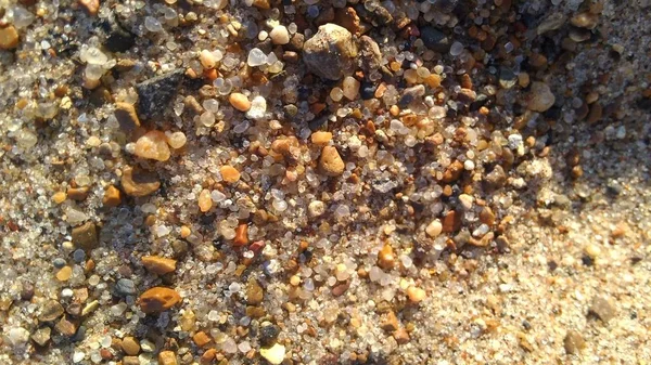 Grande Sabbia Gialla Marrone Ciottoli Estate Sulle Rive Del Fiume — Foto Stock