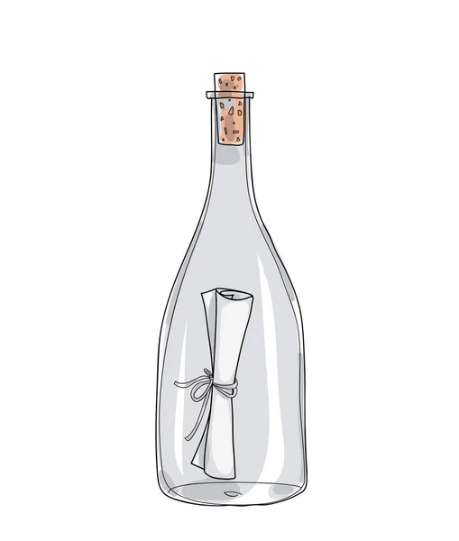 Bericht in een fles hand getrokken schattig vectorillustratie 6 — Stockvector