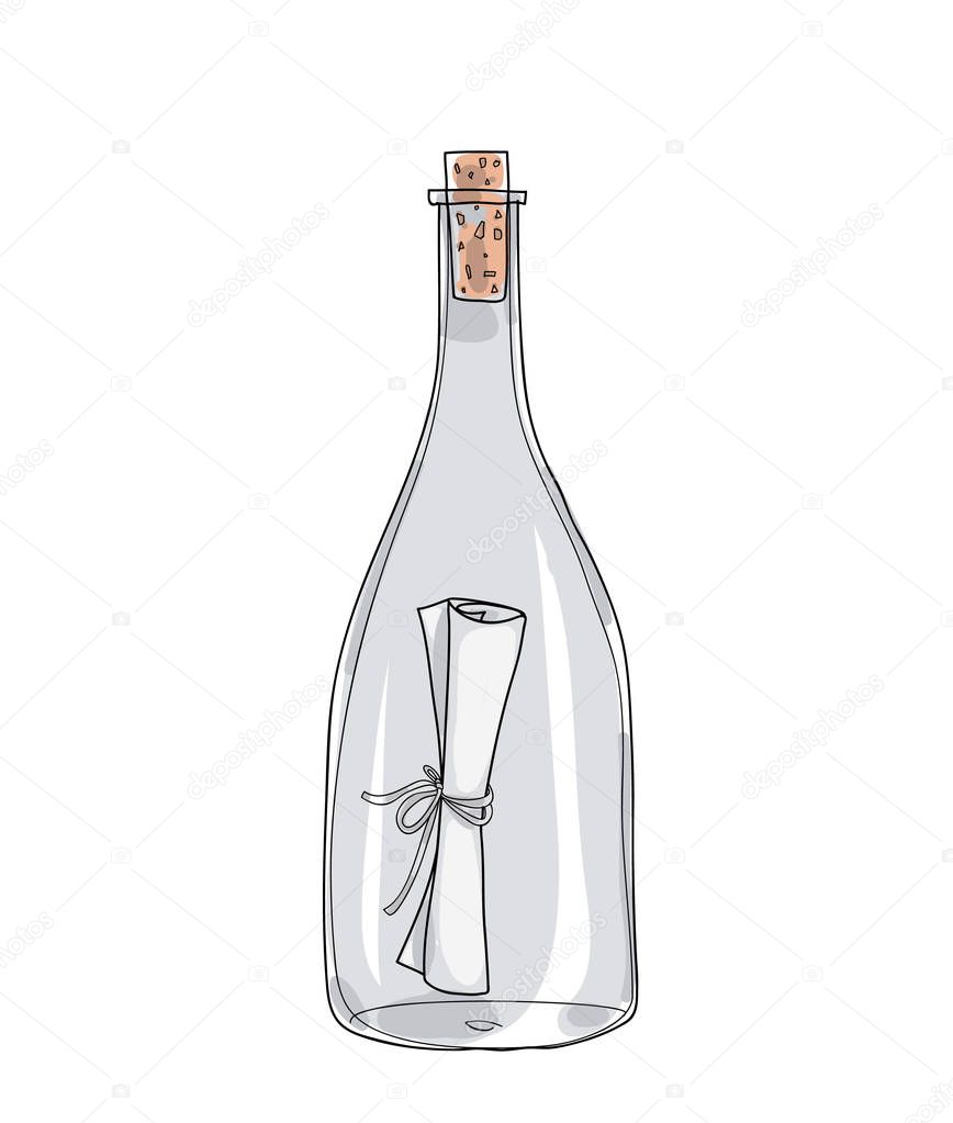 Message in a Bottle hand drawn vector cute illustration 6