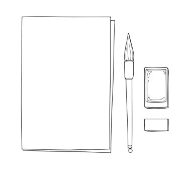 Kağıt sanat siyah kalemle vintage Çin fırça vektör ha mürekkep ve