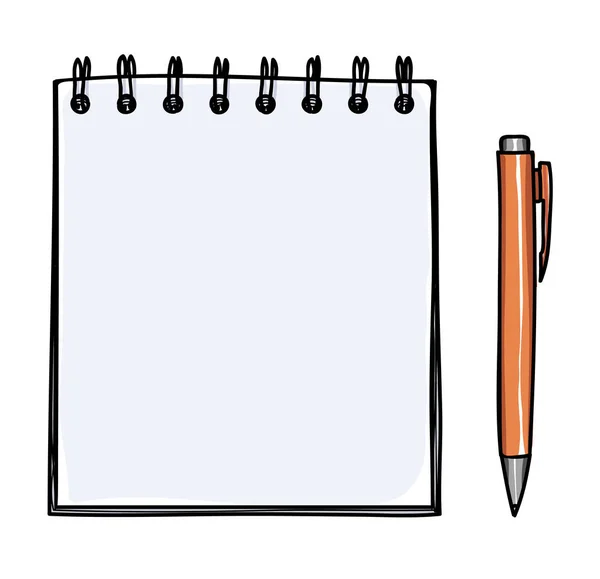 Cuaderno en blanco y lápiz vector ilustración de arte dibujado a mano — Vector de stock