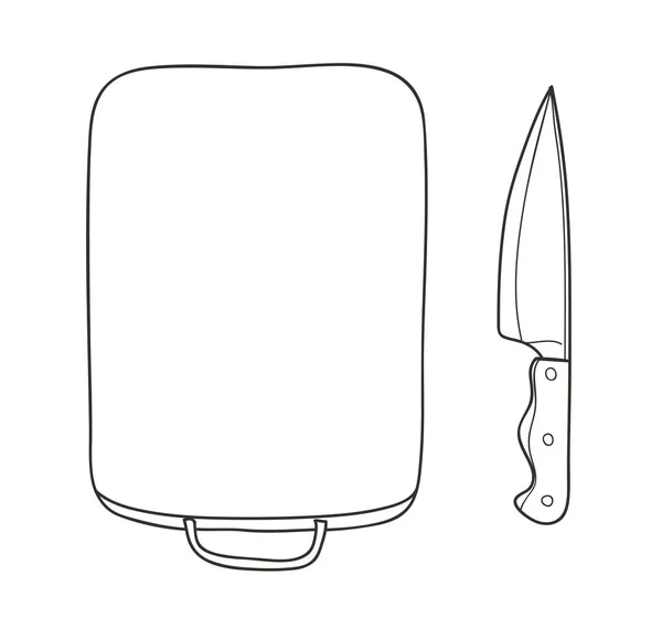 Tablas de cortar y cuchillos de cocina, espacio de copia style.kitchen cena — Archivo Imágenes Vectoriales