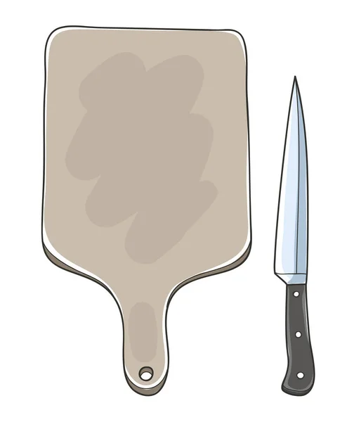Dřevěné krájecí desky a kuchyňské nože, kopie prostoru style.kitchen — Stockový vektor
