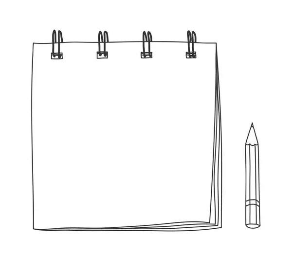 小笔记本手绘和三角板线条艺术插图 — 图库矢量图片