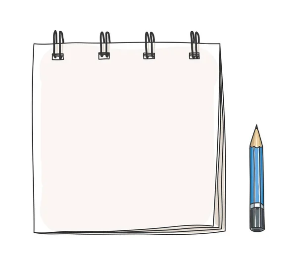 Klein notaboekje hand getrokken en pensil kunst illustratie — Stockvector